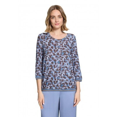 Betty Barclay - 2945 1688 - T-shirt blauw bruin luipaard print.